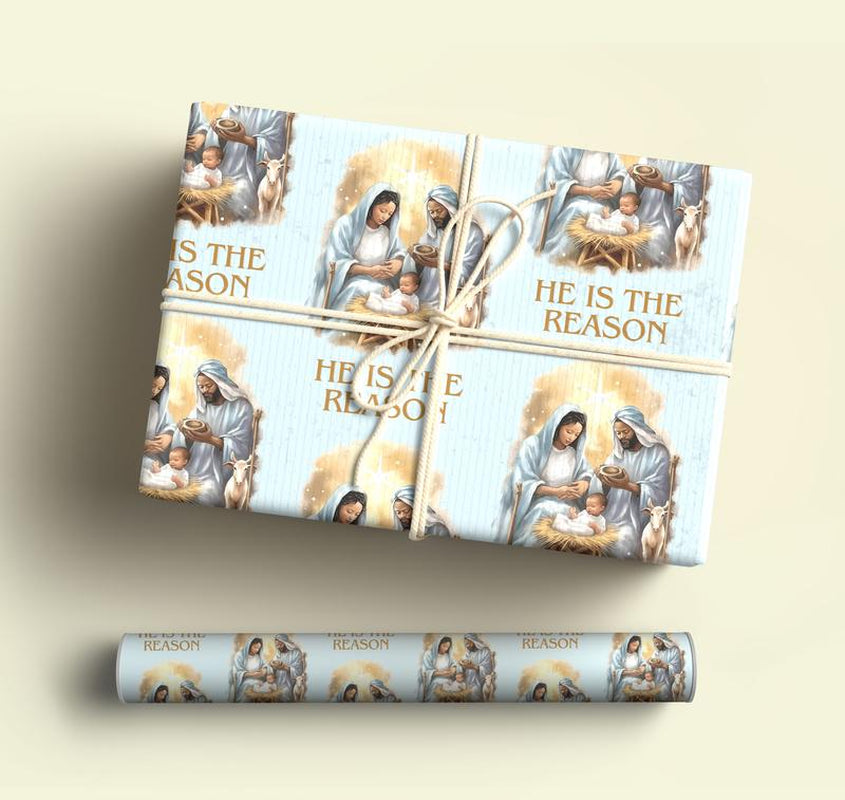 Elegant Christian Wrapping Paper for Christmas - Nativity Scene Gift Wrap to Celebrate Jesus' Birth
