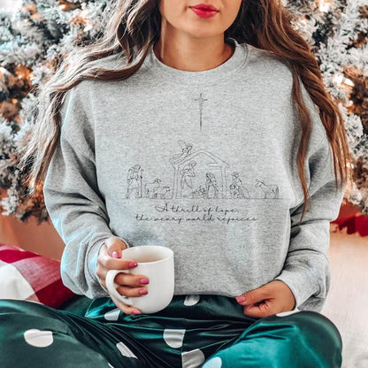A Thrill of Hope the Weary World Rejoices Sweatshirt, Christian Christmas Sweatshirt, Nativity Scene Sweater, Christmas Jesus Nativity Shirt