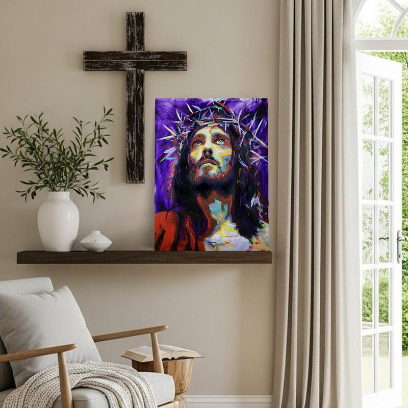 Elevate Your Space with a Stunning Wooden Framed Canvas Painting of Jesus Christ - Modern Art Fashion Poster for Living Room, Bedroom, Office and More