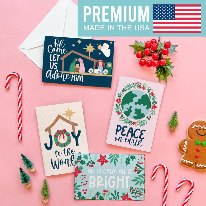 24 Religious Christmas Cards with Envelopes Christian Christmas Cards with Envelopes - Nativity Christmas Cards with Envelopes Religious Christmas Cards Bulk, Blank Merry Christmas Cards Religious