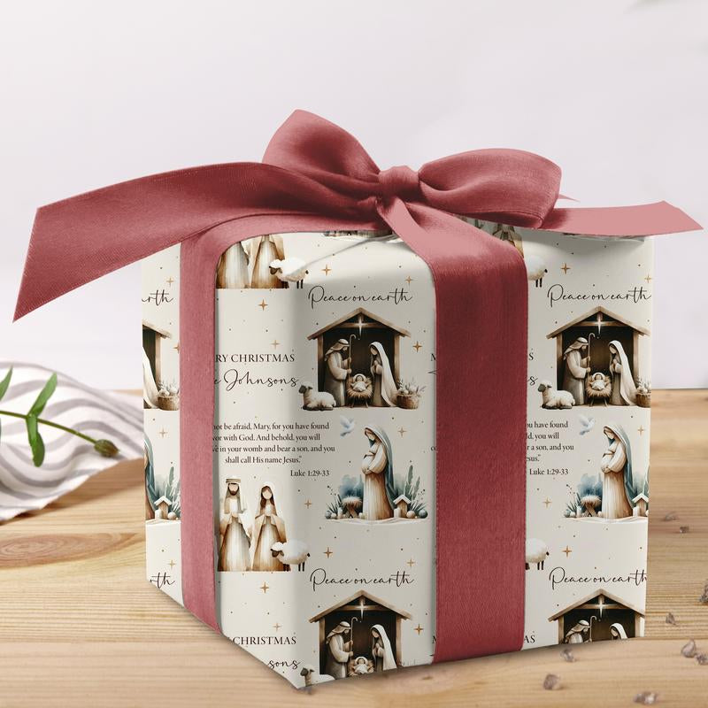 Elegant Christian Wrapping Paper for Christmas - Nativity Scene Gift Wrap to Celebrate Jesus' Birth
