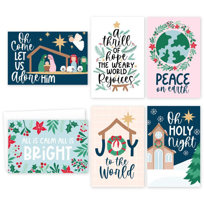 24 Religious Christmas Cards with Envelopes Christian Christmas Cards with Envelopes - Nativity Christmas Cards with Envelopes Religious Christmas Cards Bulk, Blank Merry Christmas Cards Religious
