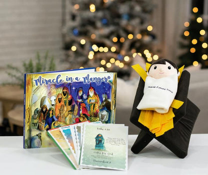 Miracle in a Manger Gift Set: Enchanting Plush Toy, Storybook, and Activity Cards for a Meaningful Christmas Experience
