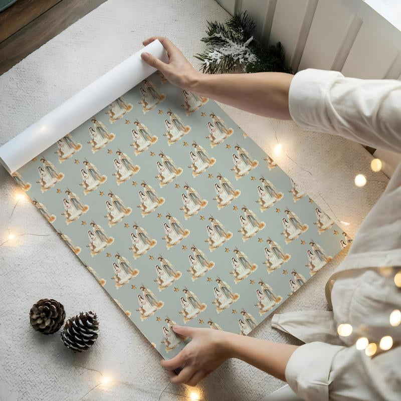 Elegant Christian Wrapping Paper for Christmas - Nativity Scene Gift Wrap to Celebrate Jesus' Birth